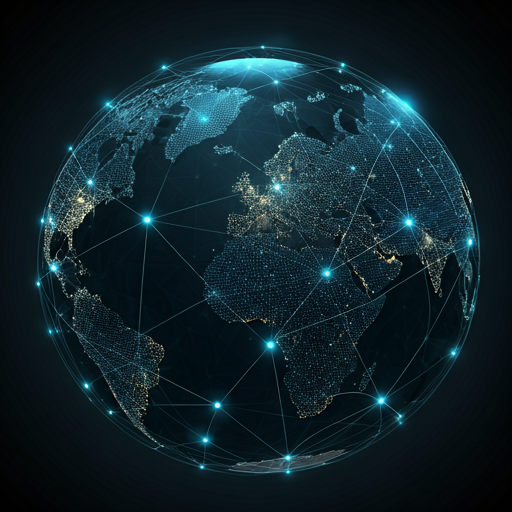 A cinematic and high-tech digital visualization of a global neural network
